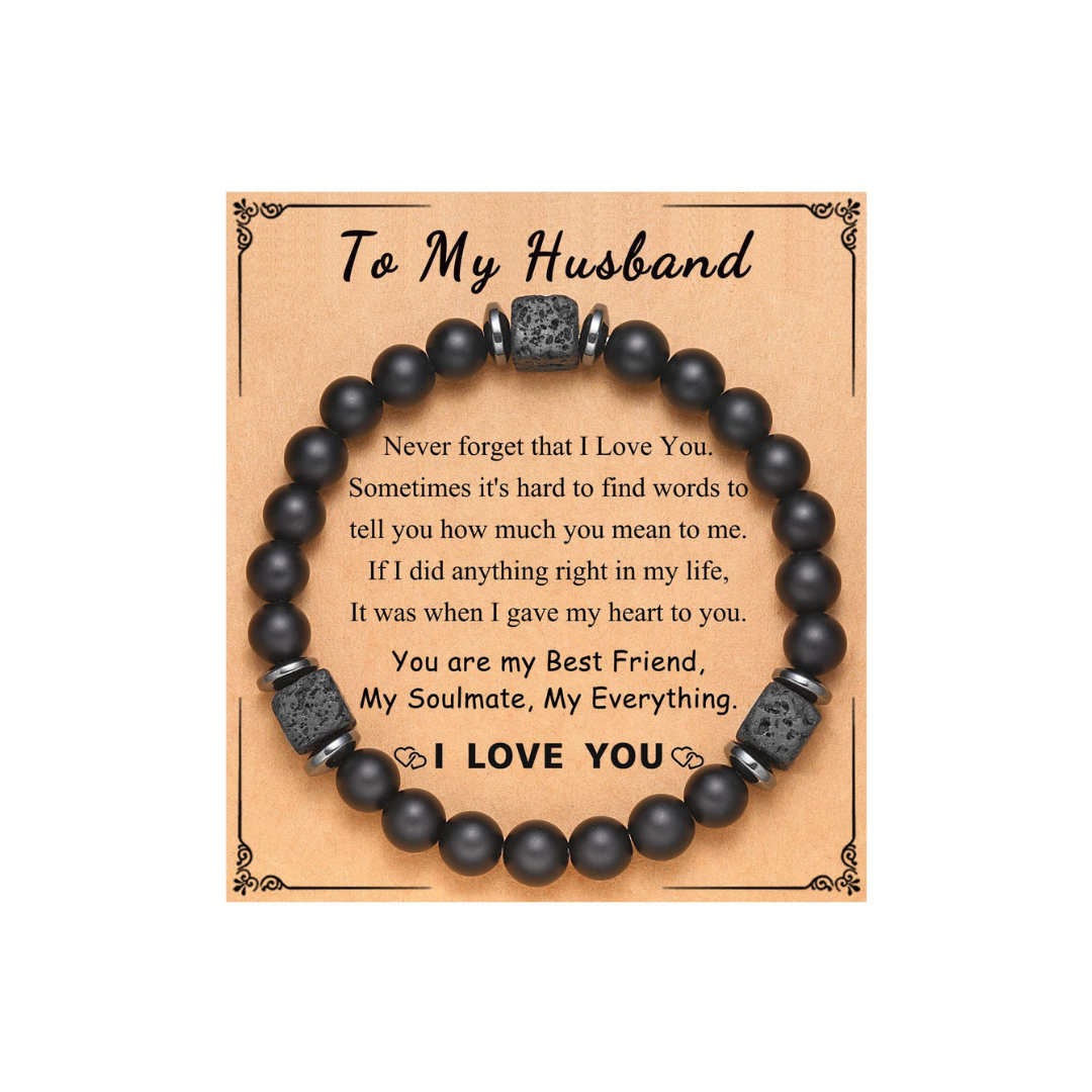 Volcanic Stone Bracelet - "To My Husband"