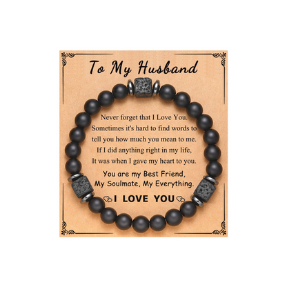 Volcanic Stone Bracelet - "To My Husband"