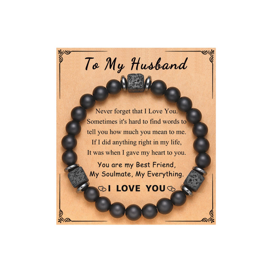 Volcanic Stone Bracelet - "To My Husband"