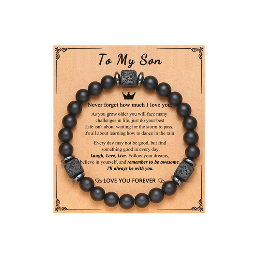 Volcanic Stone Bracelet - "To My Son"